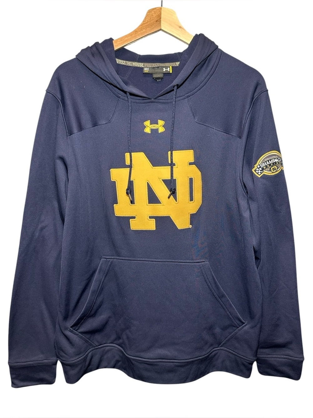 Notre Dame Fighting Irish Hoodie Mens Medium Blue Football Under Armour loose